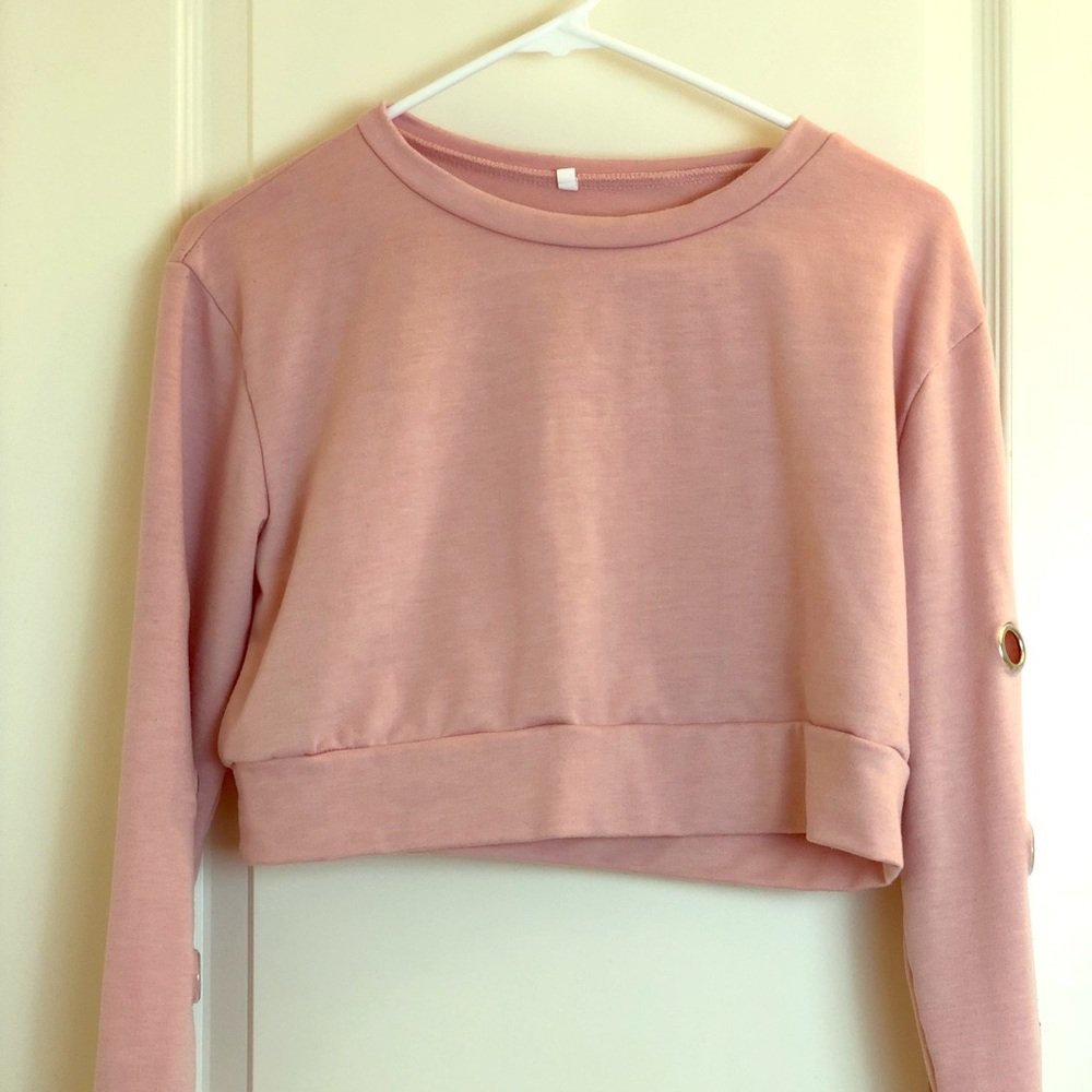 Pink Cropped Long Sleeved Shirt